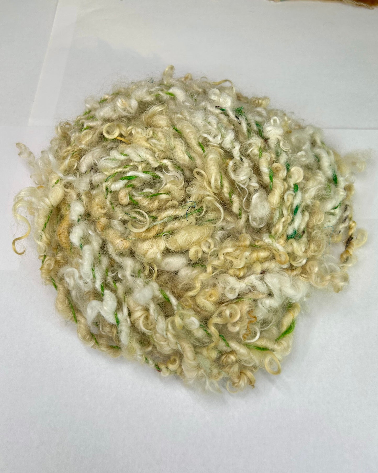 'Dandelion' lock spun naturally dyed Wensleydale spiral yarn 2ply/85g