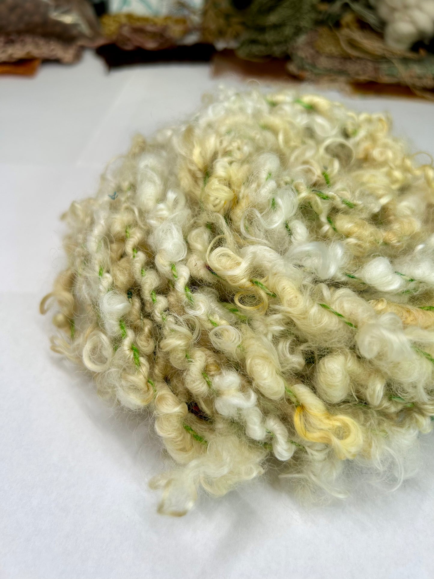 'Dandelion' lock spun naturally dyed Wensleydale spiral yarn 2ply/85g
