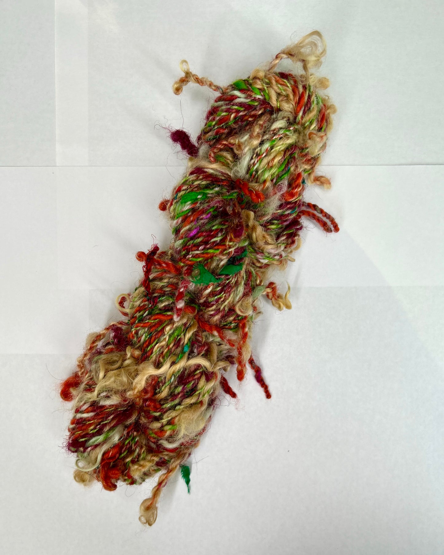 'Gorse petal's' merino, wensleydale, teeswater locks and sari silk pigtail yarn 2ply/85g