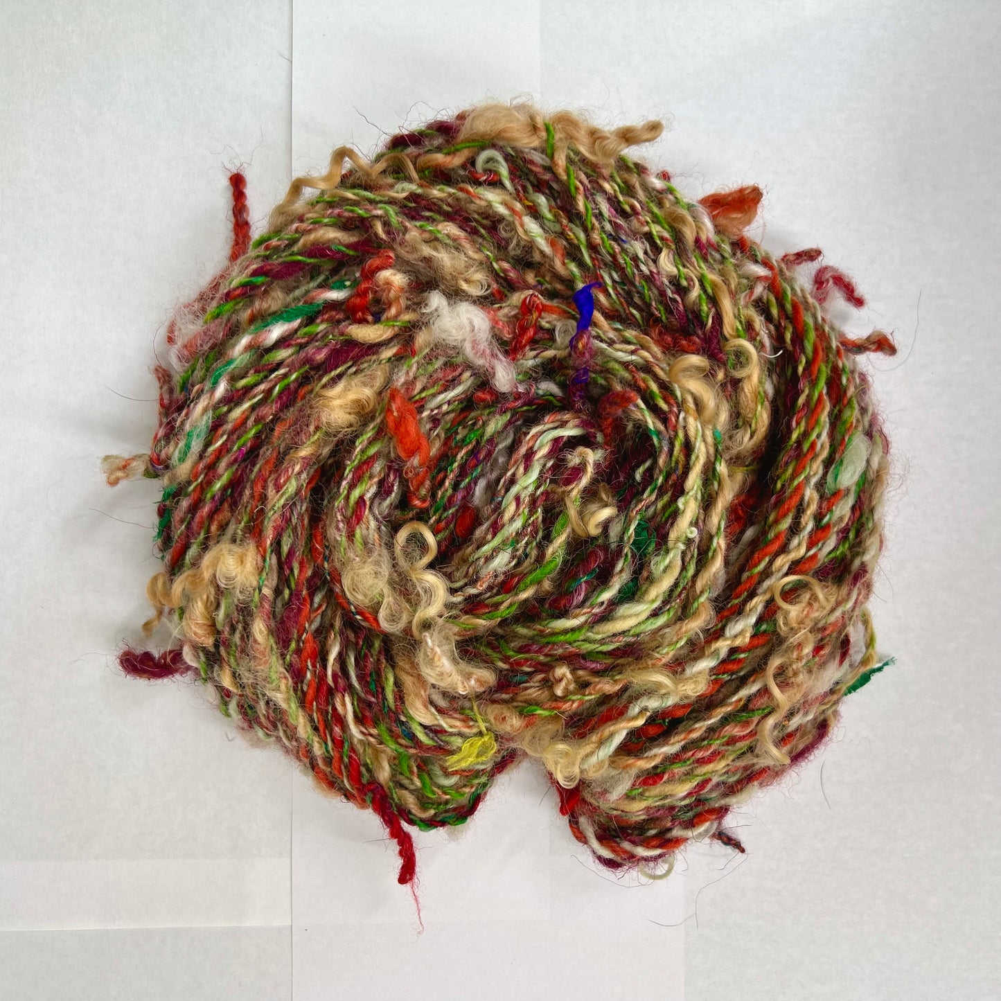 'Gorse petal's' merino, wensleydale, teeswater locks and sari silk pigtail yarn 2ply/85g