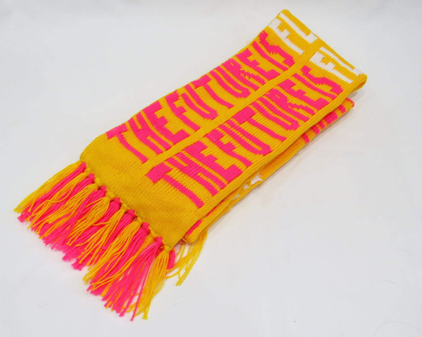 The Future is Fluid ☆ Pink and Yellow Machine Knit Scarf