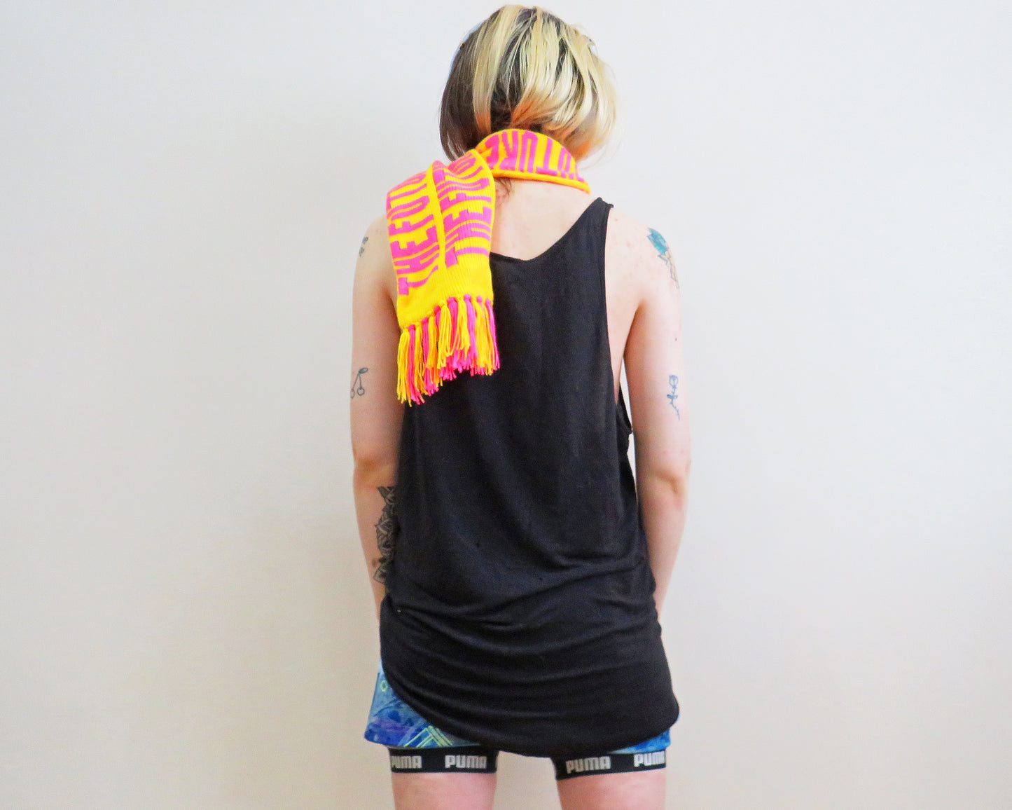 The Future is Fluid ☆ Pink and Yellow Machine Knit Scarf