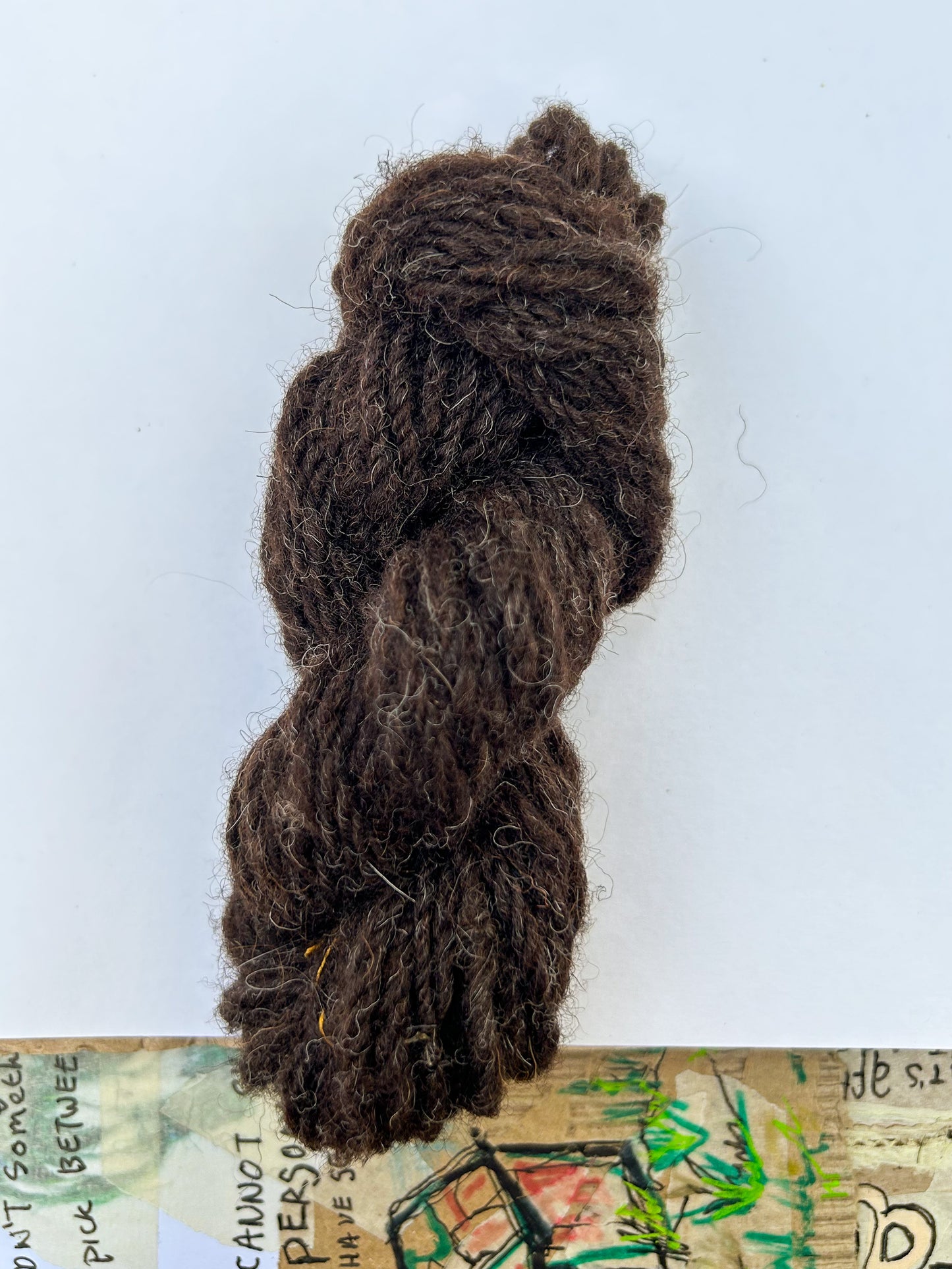 Handspun Navajo (chain) plied 100 % Black Shetland Wool Sampler Skein ☆ 20g 3ply Yarn