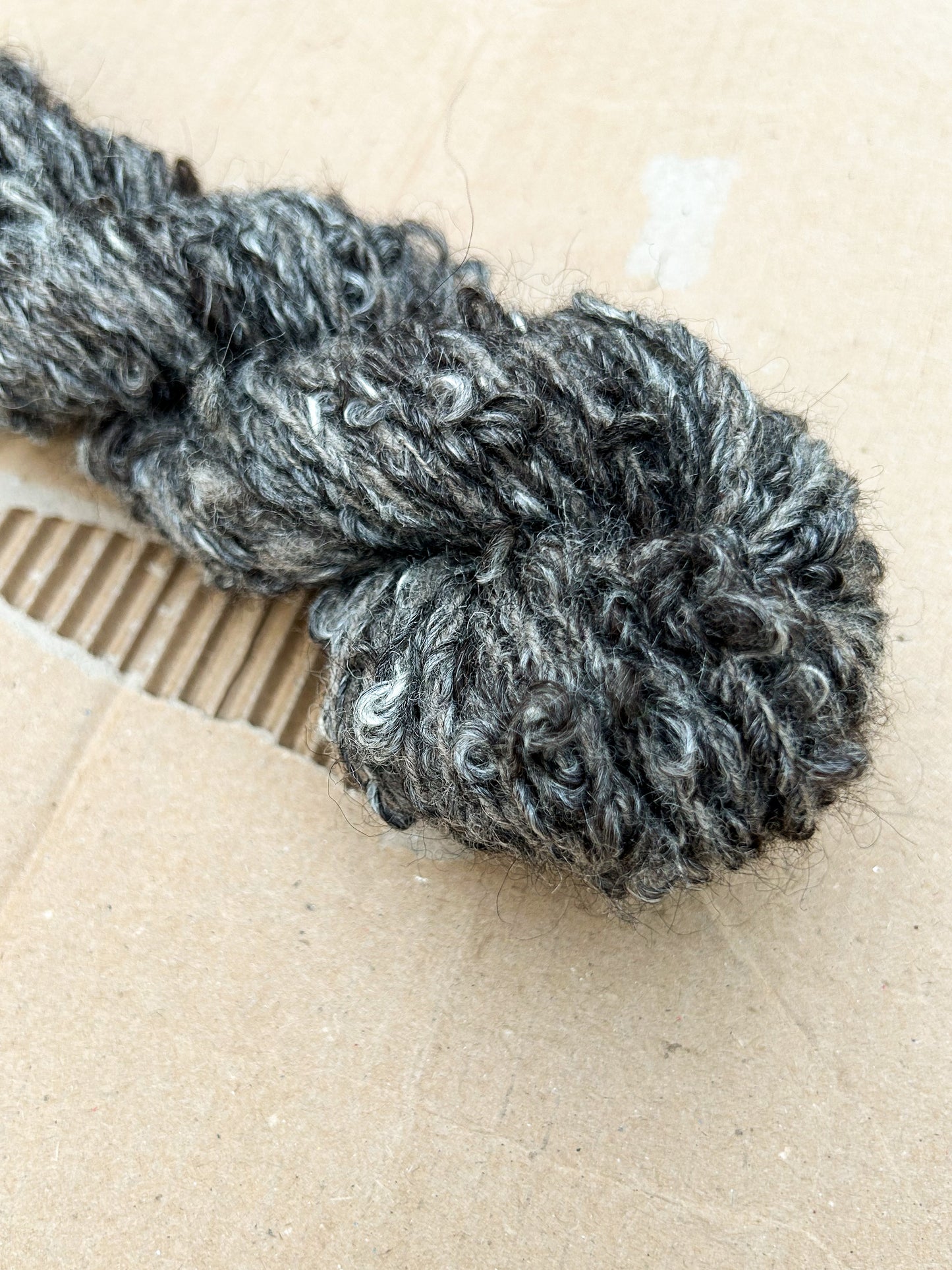 Handspun Loose Baby Chunky Chain Plied Alpaca and Silk Bouclé Skein ☆ 65g 3ply Alpaca, Tussah Silk and Shetland Wool Yarn