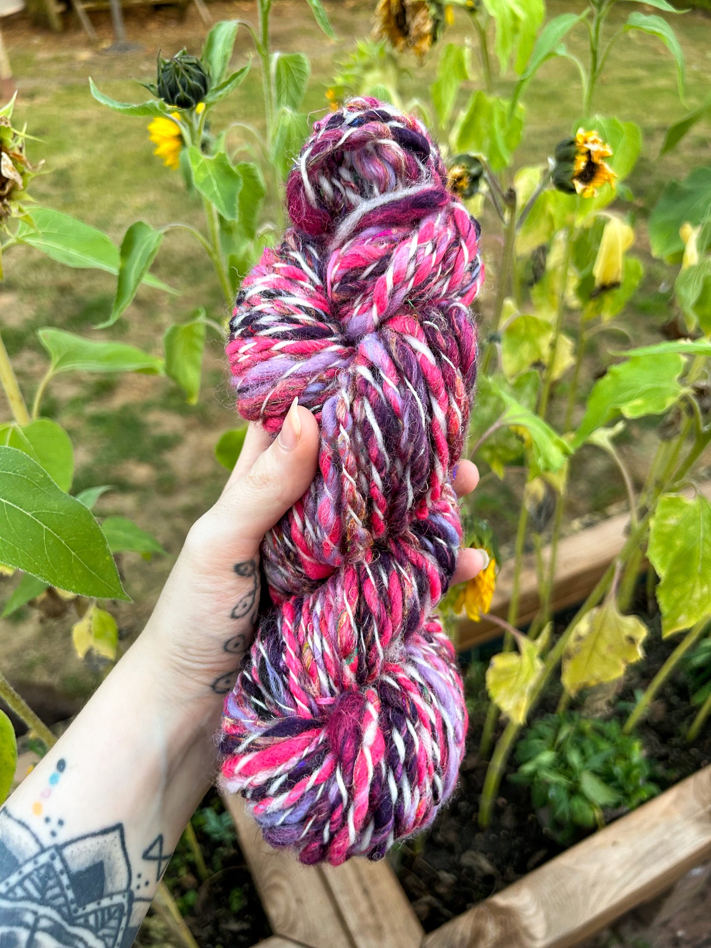 Handspun Merino and Sari Silk Spiral Skein ☆ 80g 2ply Yarn