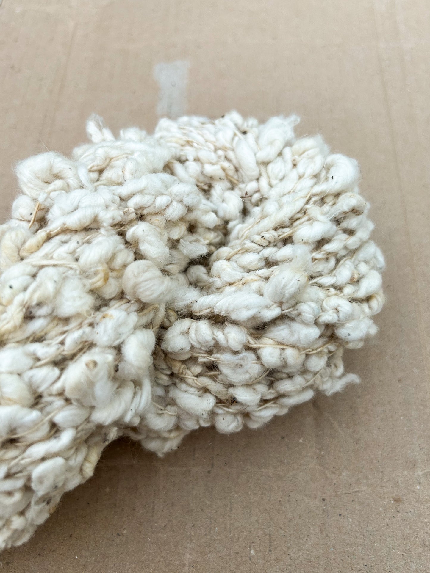 Handspun Vegan Bouclé 3ply Skein ☆ 105g Egyptian Cotton and Seacell