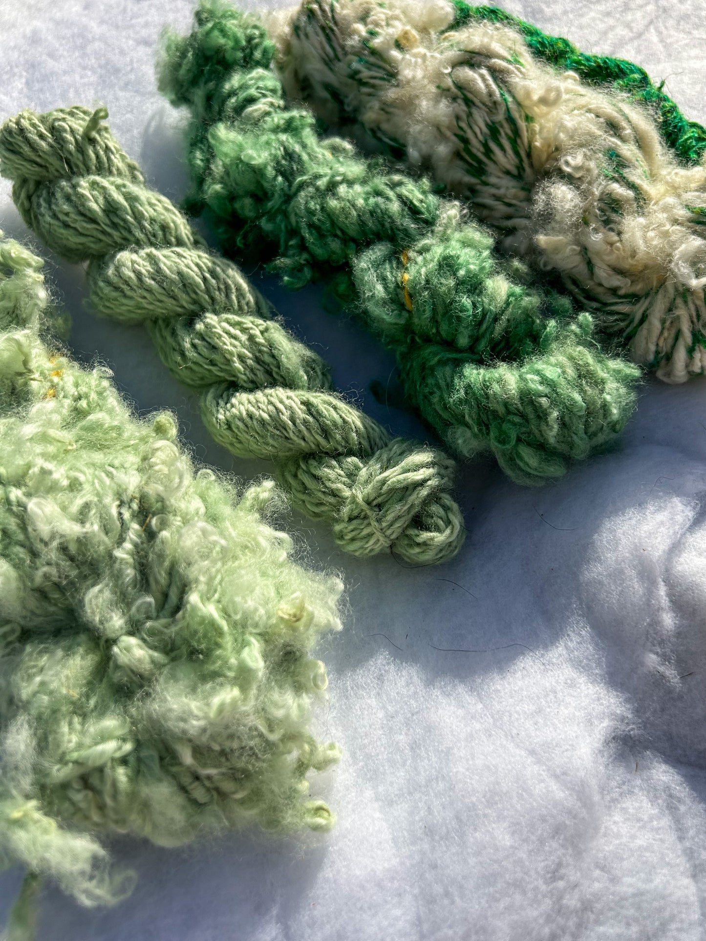 Handspun Green Chlorophyllin Dyed Lock Spun Baby Alpaca 2ply Skein ☆  110g Naturally Dyed Alpaca Yarn