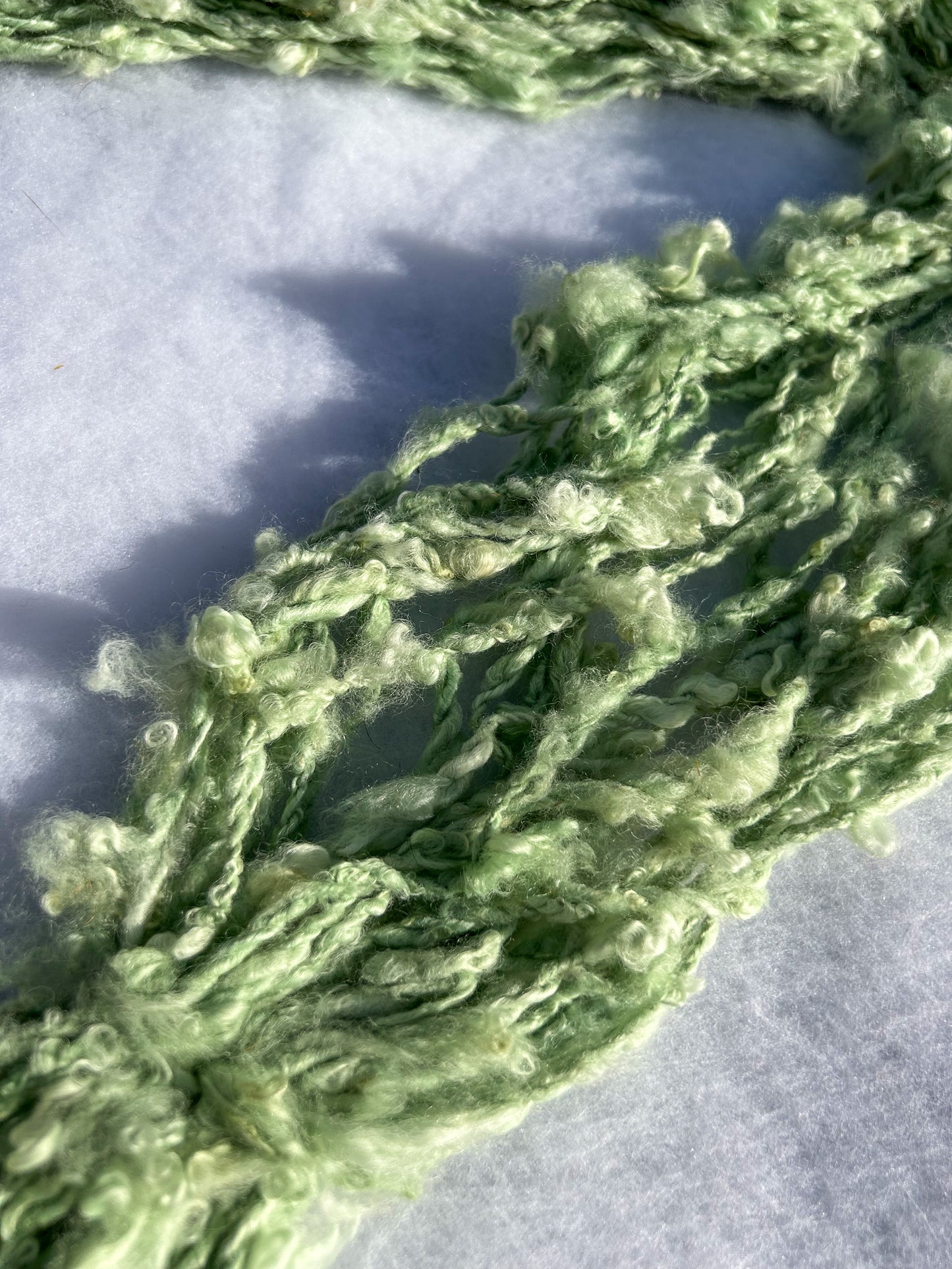 Handspun Green Chlorophyllin Dyed Lock Spun Baby Alpaca 2ply Skein ☆  110g Naturally Dyed Alpaca Yarn