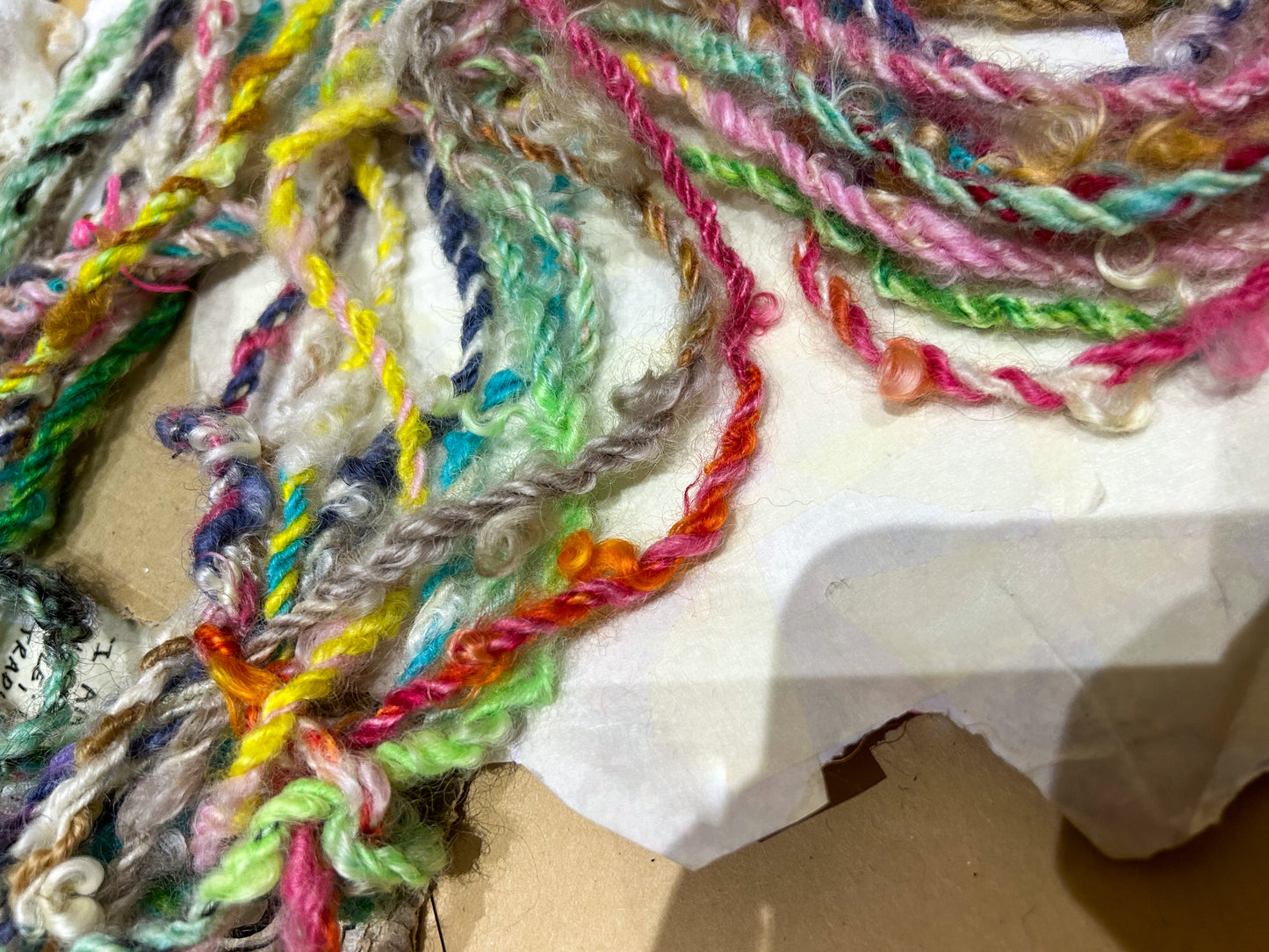 Handspun "Chunky Rainbow" lock spun teeswater ☆ 75g Chain plied 3ply Art Yarn